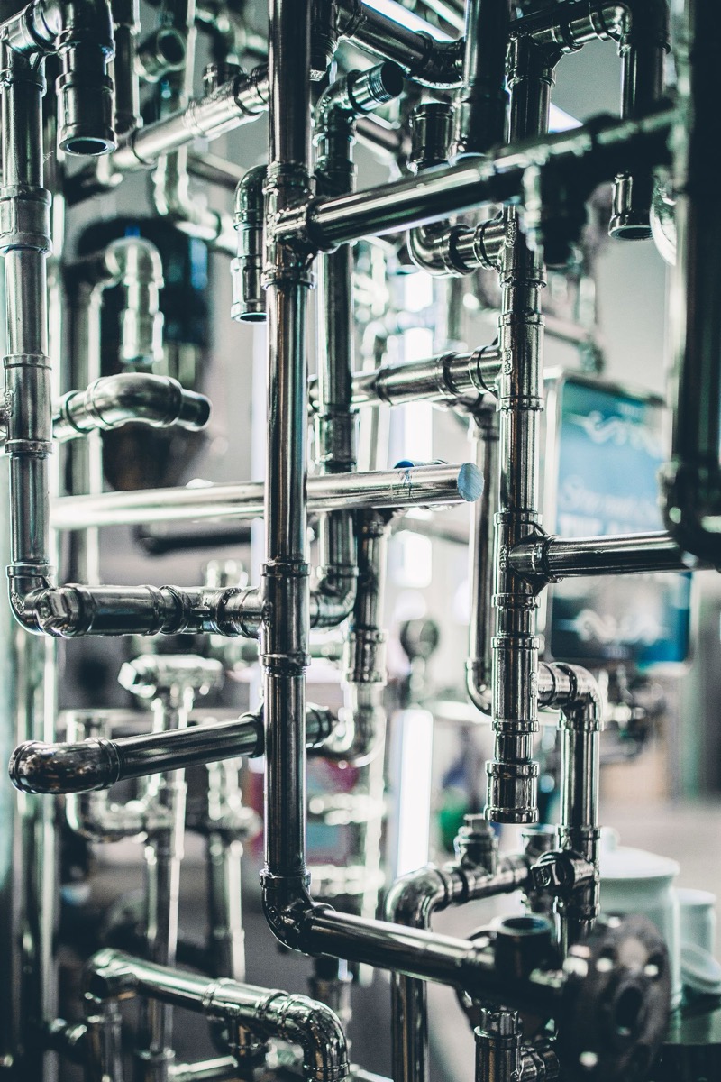 Polished commercial water and mechanical pipe stack